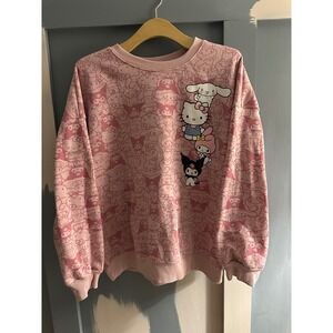 Sanrio Hello Kitty Friends Pink Sweatshirt XXL Kuromi My Melody Cinnamoroll